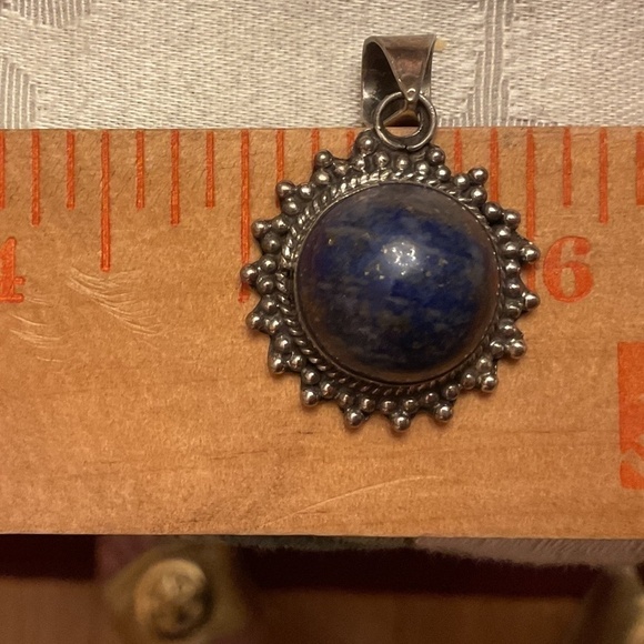 sterling SILVER 925 LAPIS ROUND PENDANT - Picture 8 of 9